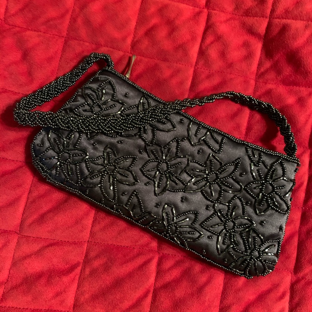 Silver/Pewter Beaded small evening purse